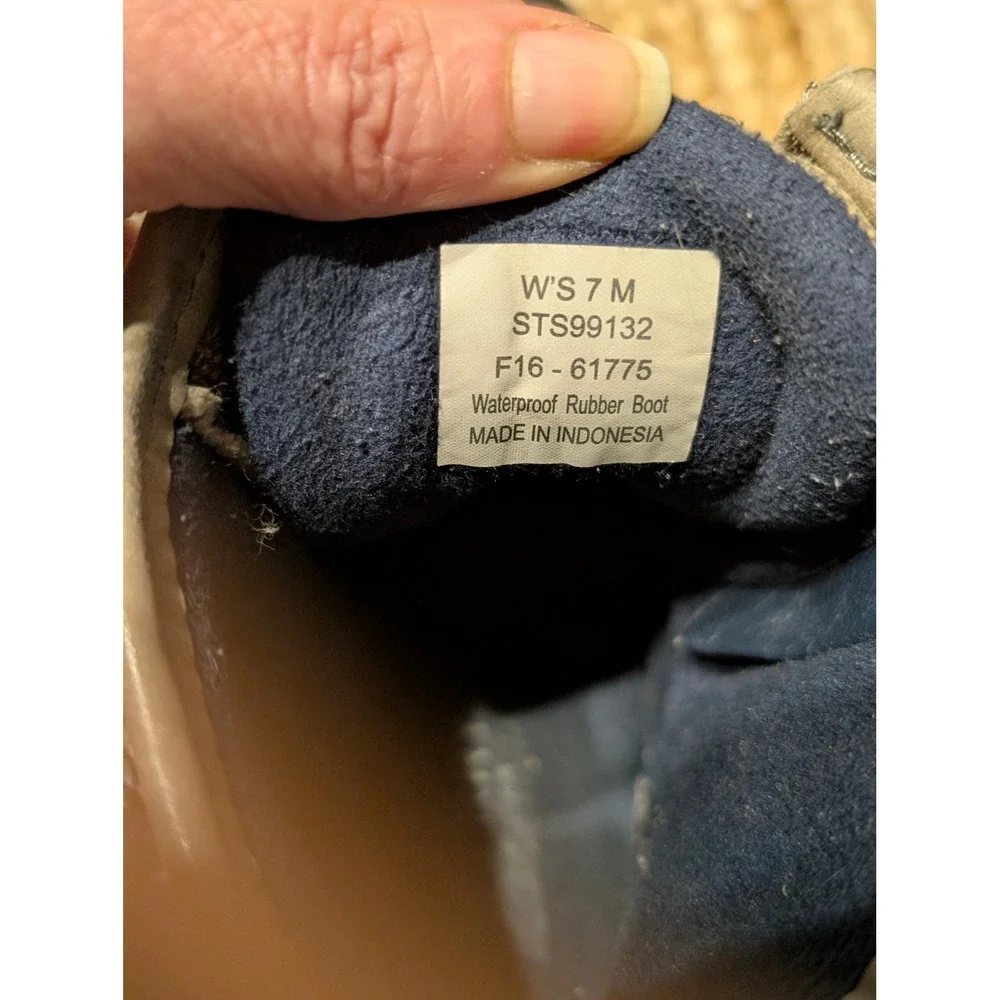 Sperry Saltwater Quilted Canvas Duck Boots Olive Brown Waterproof Size 7M